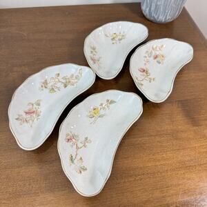 Vintage Bone Dishes Anchor Pottery J.E.M Floral Gold Trim Decorative Set of 4
